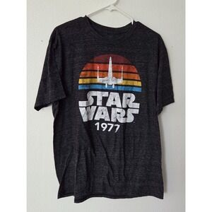 Mad Engine Star Wars Graphic Tee Shirt Mens  Heather Gray 1977 X Wing Rainbow XL